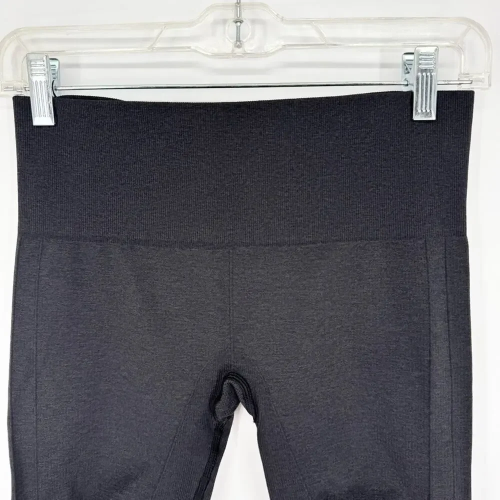 Lululemon In The Flow Crop II Ruched Capri Seamless Leggings Heathered Deep Coal